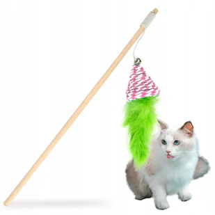 WĘDKA DLA KOTA z dzwoneczkiem Z PIÓRAMI DŁUGA zabawka 180 cm drewniana - Zabawki dla kotów WĘDKA DLA KOTA z dzwoneczkiem Z PIÓRAMI DŁUGA zabawka 180 cm drewniana - Zabawki dla kotów - miniaturka - grafika 1