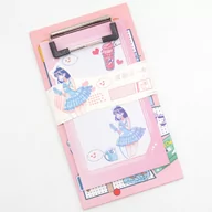 Szkolne artykuły papiernicze - Podkładka Z Klipsem Z Karteczkami Motyw Koreański - miniaturka - grafika 1