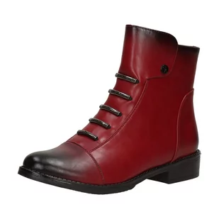 Czerwone botki damskie JEZZI ASA62-16 PU - Jezzi - Botki damskie - miniaturka - grafika 1