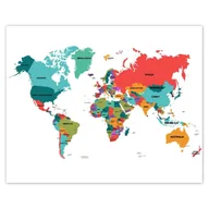 Naklejki na ścianę - Naklejka ścienna 50x40 Polityczna mapa świata - miniaturka - grafika 1