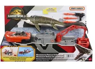 Matchbox Jurassic World Mozazaur i łódź ratunkowa - model lub pojazd - Samochody i pojazdy dla dzieci - miniaturka - grafika 1