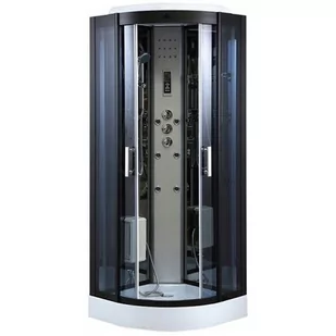 Kabina prysznicowa sauna parowa hydromasaż półokrągła zabudowana czarna 100x100 MO-0513CBS - Kabiny z hydromasażem - miniaturka - grafika 1