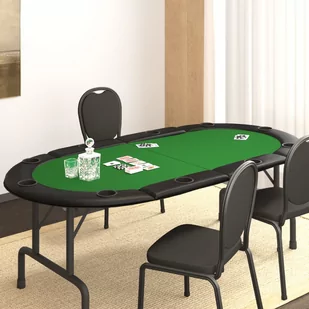 vidaXL Składany blat do pokera dla 10 osób, zielony, 208x106x3 cm - Zestawy do pokera - miniaturka - grafika 1