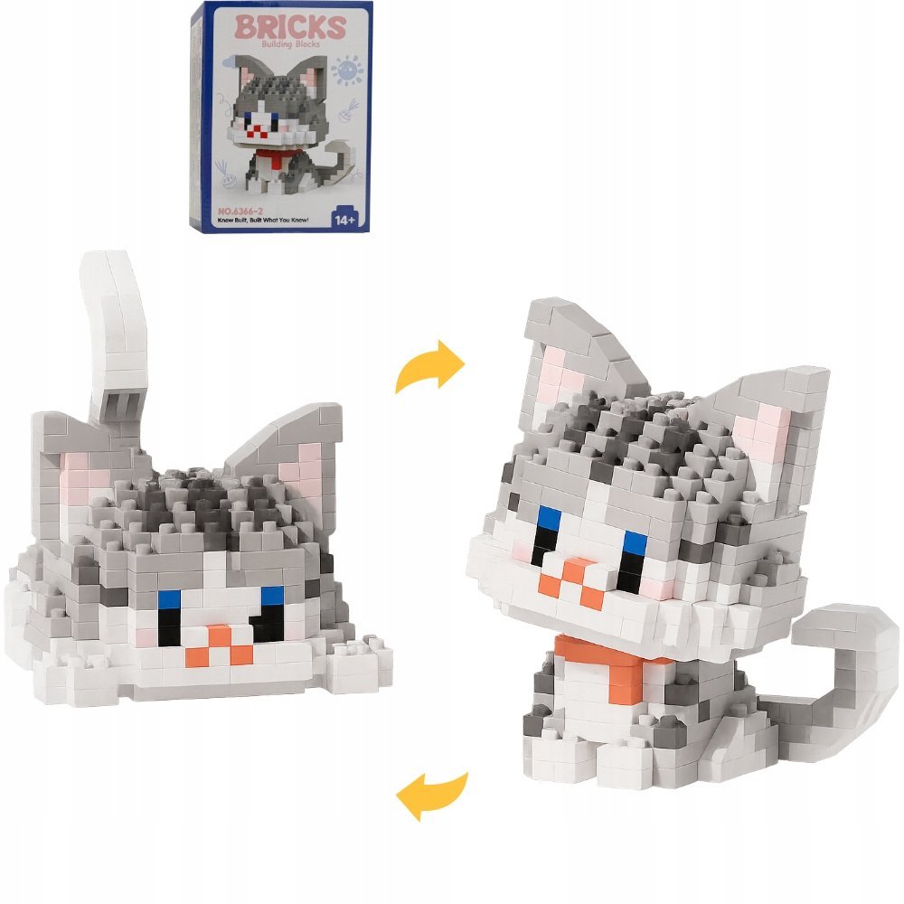 Klocki konstrukcyjne BRICKS Kotek Szary 425 el. Kolekcja Mały kotek