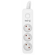Listwy zasilające - Przedłużacz KERG z wyłącznikiem M02382 3-gniazdowy 1,5m 3×1,5mm2 H05VV-F 16A/250V biały - miniaturka - grafika 1