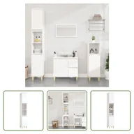Szafki łazienkowe - The Living Store Szafka łazienkowa biała 30x30x190 cm Materiał drewnopochodny - miniaturka - grafika 1