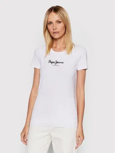 Pepe Jeans T-Shirt New Virgina PL505202 Biały Slim Fit - Koszulki i topy damskie - miniaturka - grafika 1