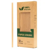 Słomki do napojów - Biodegradowalni Naturalne papierowe słomki do napojów 23 x 0,8 cm 50 szt. - miniaturka - grafika 1