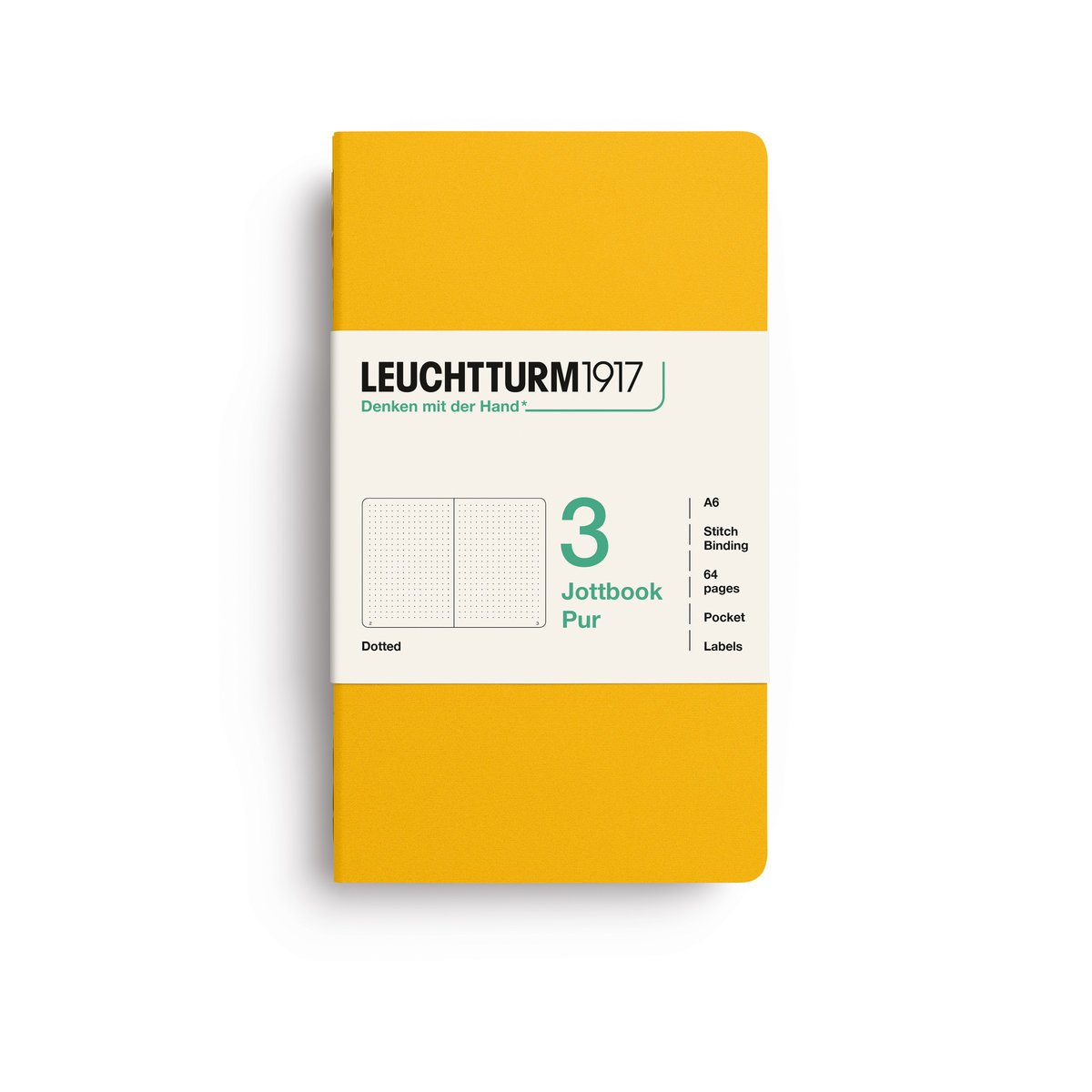 Zestaw 3 zeszytów Leuchtturm1917 Jottbook A6, kropki, Sunflower