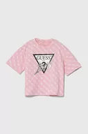 Koszulki dla dziewczynek - Guess t-shirt dziecięcy kolor różowy - miniaturka - grafika 1