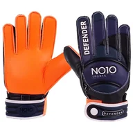 Piłka nożna - No10, Rękawice bramkarskie, Defender Blue/Orange, rozmiar 4 - miniaturka - grafika 1