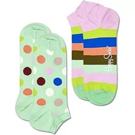 Skarpetki męskie - Happy Socks 2-pak Big Dot Stripe Low Sock skarpety, zielony, różowy, niebieski, zielony, biały, brązowy, 41-46 EU - miniaturka - grafika 1