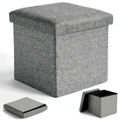 Pufy i podnóżki - Pufa składana materiałowa DIEGO szary rozmiar M - miniaturka - grafika 1