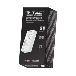 Kontroler Sterownik Ściemniacz V-TAC MONO Jednokolorowy 12A 12V-144W 24V-288W VT-2431 - Taśmy LED - miniaturka - grafika 1