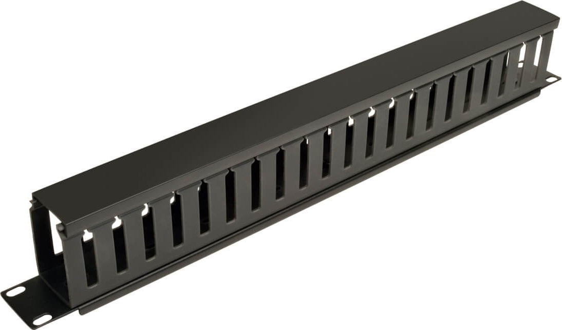 Eaton Powerware Terminal sieciowy Eaton Tripp Lite Rack Enclosure Horizontal Cable Manager finger duct 1URM - Rack Kabelmanagement-Kabelkanal mit Abdeckung - Schwarz - 1U - 48.3 cm 19