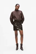 Spódnice - Karl Lagerfeld spódnica kolor brązowy mini prosta A4W12018 - miniaturka - grafika 1