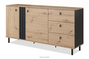 Komoda dąb artisan z czarnymi lamelami GERO Konsimo - Komody - miniaturka - grafika 1