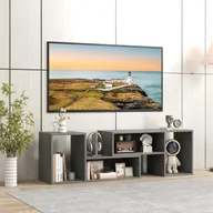 Szafki RTV - Mebel pod Telewizor z Otwartymi Regałami, 2-częściowy Mebel pod Telewizor z MDF 50-60 Cali, Mebel pod Telewizor z Drewna, 110-134,5x30x43 cm (Szary) - miniaturka - grafika 1