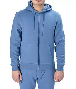 M17 Męska bluza z kapturem, z pełnym zamkiem, casualowa, klasyczna, gładka, z długim rękawem (M, denim), niebieski (Denim Blue), S - Bluzy męskie - miniaturka - grafika 1