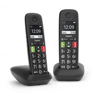 Telefony stacjonarne - Gigaset, Telefon bezprzewodowy, E290 Duo, Black - miniaturka - grafika 1
