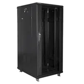 Szafy rack - Lanberg SZAFA STOJĄCA RACK 19" 27U 600X800 DRZWI SZKLANE CZARNA FLAT PACK SPL1OKS00400 - miniaturka - grafika 1