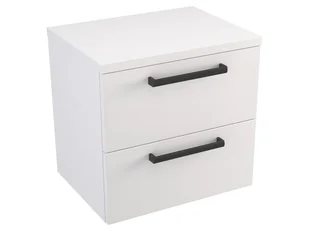 Szafka Wisząca Z Blatem ATH 50 cm - Biały Mat - Uchwyty Czarne Matowe - Szafki łazienkowe - miniaturka - grafika 1