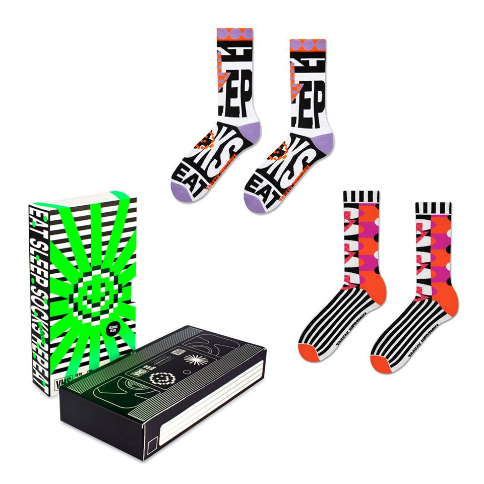 Zooksy, Zestaw skarpetek fluo w pudełku, VHS LOVE & RESPECT - ZOOKSY x WEDZICKA, różnokolorowe, 41/46