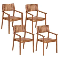 Fotele i krzesła ogrodowe - Krzesło ogrodowe Zestaw 4 Drewno Jasne drewno AGELLO - miniaturka - grafika 1