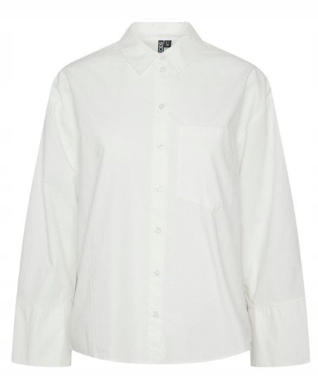 Pieces Koszula Męska Biała z Długim Rękawem z Bawełny XS Drg