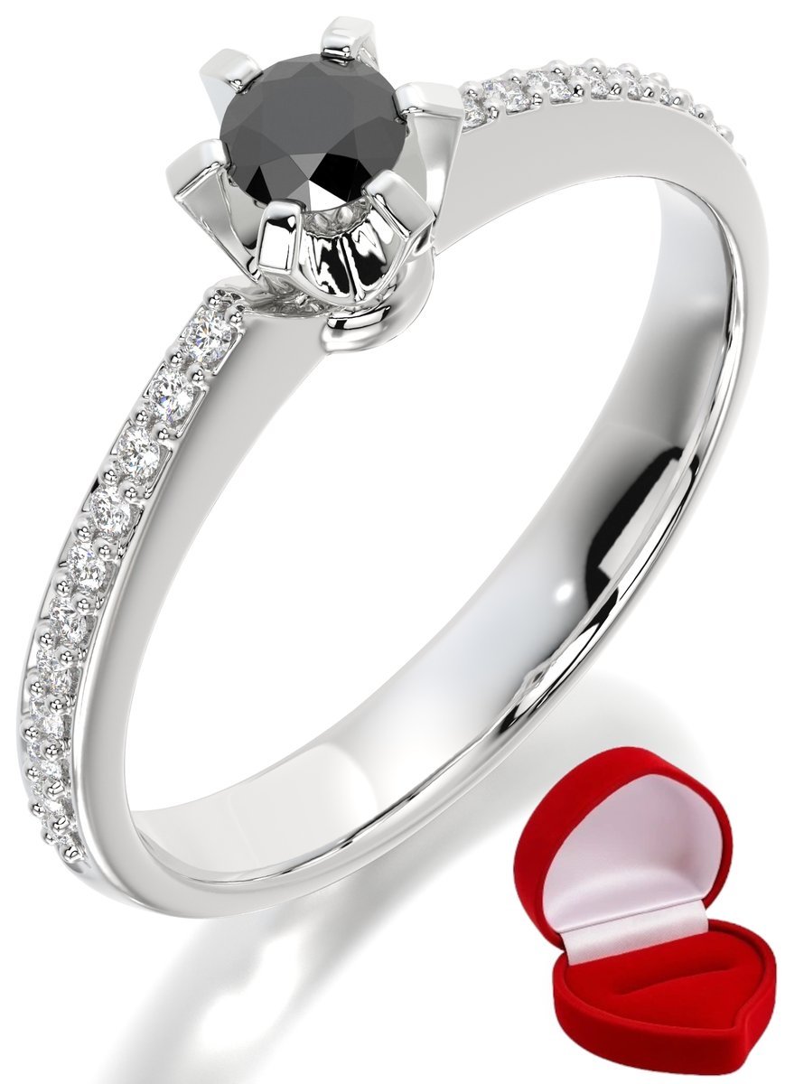 ZŁOTY PIERŚCIONEK ZARĘCZYNOWY 585 14k BRYLANT CZ. 0,14 ct BIAŁE ZŁOTO R0