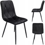Krzesła - Jumi, Krzesło tapicerowane, Welurowe, Czarne - miniaturka - grafika 1