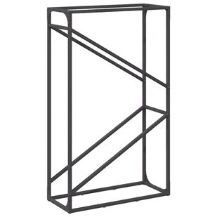 vidaXL Stojak na drewno opałowe, czarny, 60x25x100 cm - Wózki magazynowe - miniaturka - grafika 1