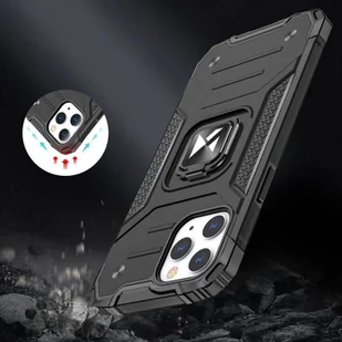 Wozinsky Ring Armor pancerne hybrydowe etui pokrowiec + magnetyczny uchwyt do iPhone 13 czarny - Etui i futerały do telefonów - miniaturka - grafika 7