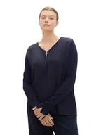 Koszulki i topy damskie - TOM TAILOR Damska koszulka z długim rękawem Plussize, 10668 - Sky Captain Blue, 50 - miniaturka - grafika 1
