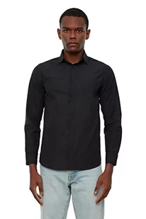 TRENDYOL Męska koszula męska Super Slim Collar Grip Basic Shirt, czarny, L - Koszule męskie - miniaturka - grafika 1