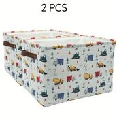 Inne - TEMU 2 sztuki klasycznych pojemników do przechowywania tkanin z uchwytem, dekoracyjne kosze na organizery z płótna, składane prostokątne pojemniki do - miniaturka - grafika 1