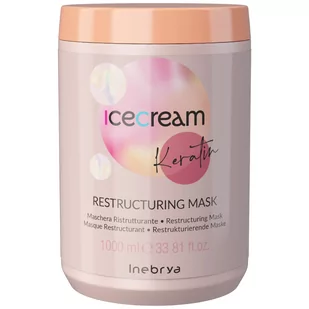 Inebrya Ice Cream Keratin, keratynowa restrukturyzująca maska do włosów, 1000ml - Maski do włosów - miniaturka - grafika 1