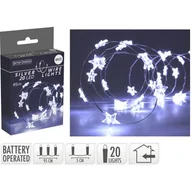 Oświetlenie świąteczne - Drut srebrny z gwiazdkami 20 LED zimny biały 95 cm - miniaturka - grafika 1