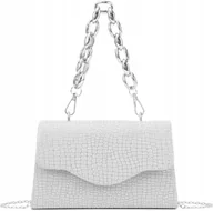 Torebki damskie - EVEOUT Torebka kopertówka elegancka wieczorowa srebrna błyszcząca brokatowa - miniaturka - grafika 1