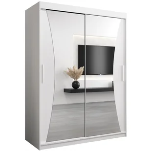 Szafa przesuwna garderoba z lustrem i półkami do sypialni Monaco 150 artisan sonoma czarna biała - Szafy - miniaturka - grafika 1