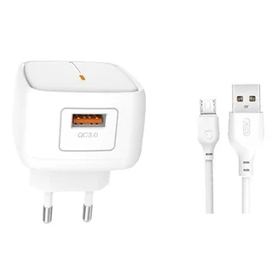 Ładowarka sieciowa USB zasilacz L59 QC 3.0 18W szybka + Kabel MicroUSB Biały - Ładowarki do telefonów - miniaturka - grafika 1