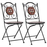 Fotele i krzesła ogrodowe - vidaXL Mozaikowe krzesła bistro, 2 szt, brązowe, ceramiczne - miniaturka - grafika 1