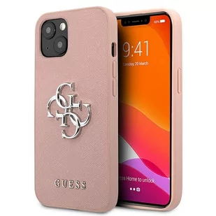 Guess GUHCP13SSA4GSPI iPhone 13 mini 5,4" różowy/pink hardcase Saffiano 4G Metal Logo GUE001725-0 - Etui i futerały do telefonów - miniaturka - grafika 1
