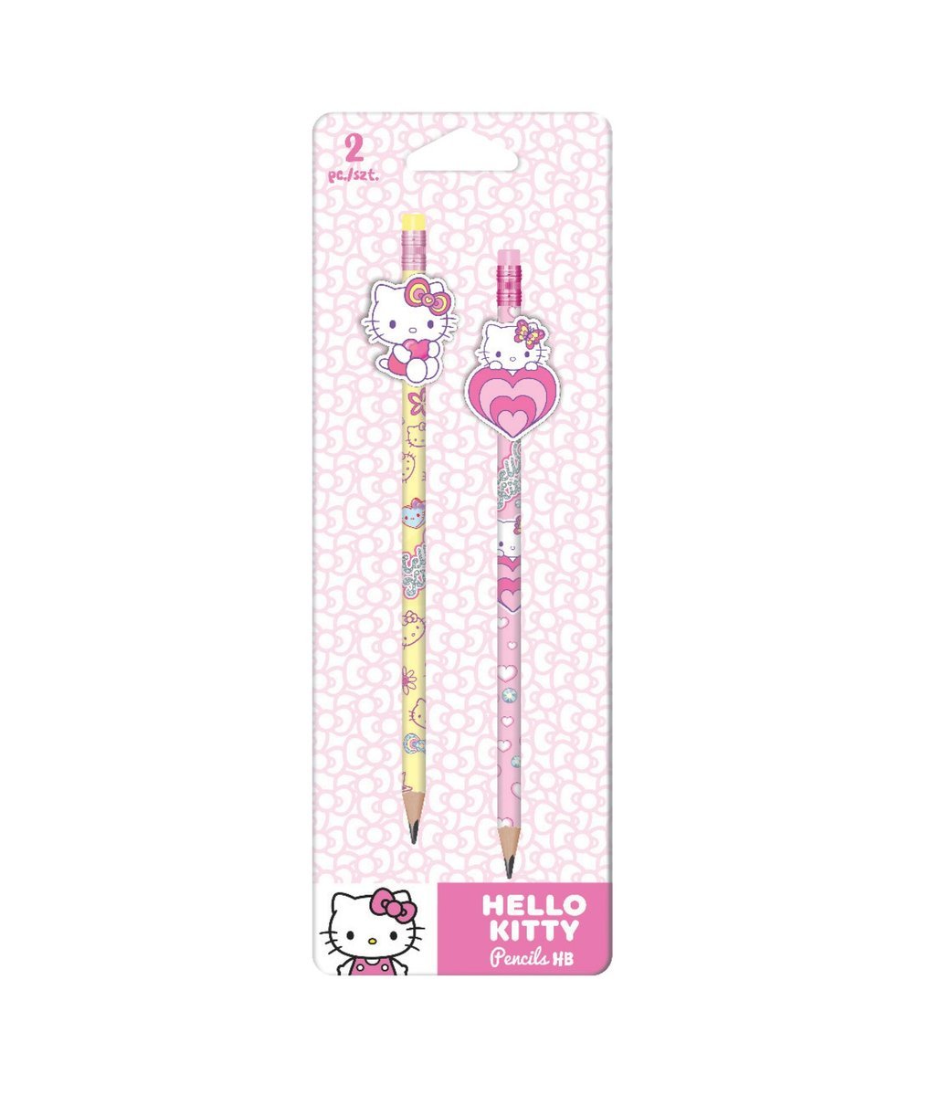 Ołówki z gumową nakładką Hello Kitty wzór 2 Pink blister 2szt.