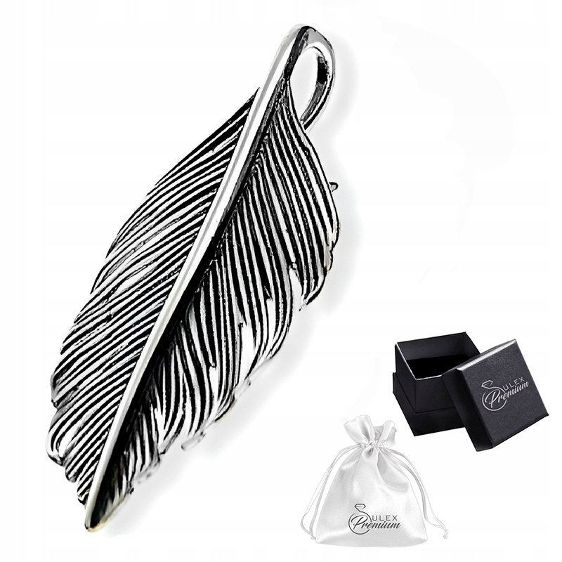 Wisiorek srebrny pr. 925 Elegancka Zawieszka Oksydowana Piórko