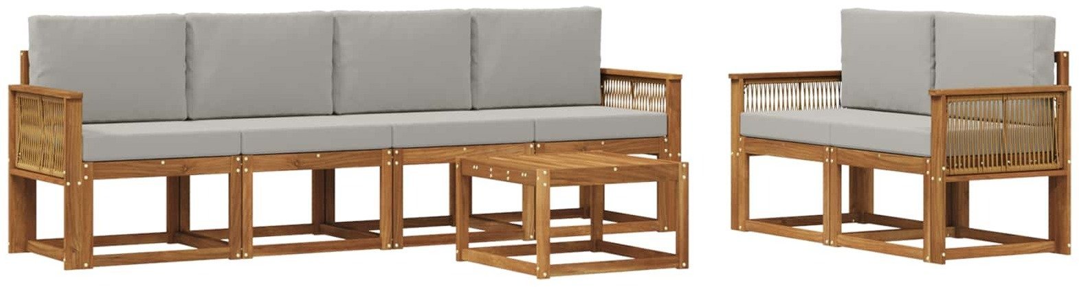 vidaXL Zestaw sof na zewnątrz 7 pcs Naturalny i jasnoszary Poliester