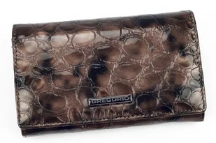 Portfel Damski Skórzany GREGORIO Średni Z Klamrą Lakierowany FZ-101 SZARY 15,5 x 9,5 x 4 [cm] - Portfele - miniaturka - grafika 1