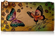 Portfele - Anna by Anuschka Portfel damski z prawdziwej skóry, na maksymalnie 7 kart, ręcznie malowany, oryginalne dzieło sztuki, Anb-animal motyl, jeden rozmiar - miniaturka - grafika 1