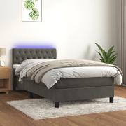Łóżka - Łóżko kontynentalne z materacem i LED, szary aksamit, 90x200 cm Lumarko - miniaturka - grafika 1