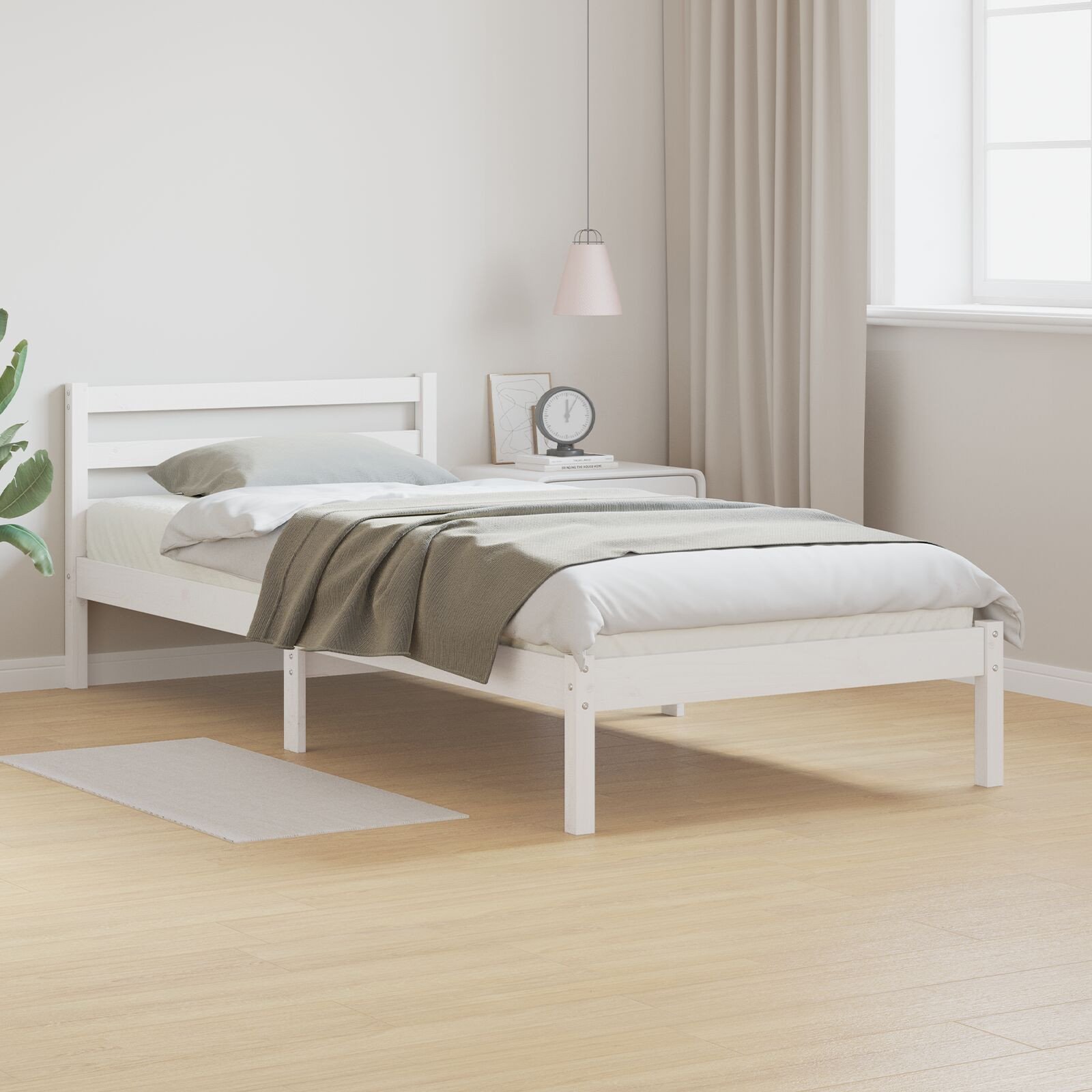 vidaXL Rama łóżka z oparciem białe 90x220 cm lite drewno sosnowe